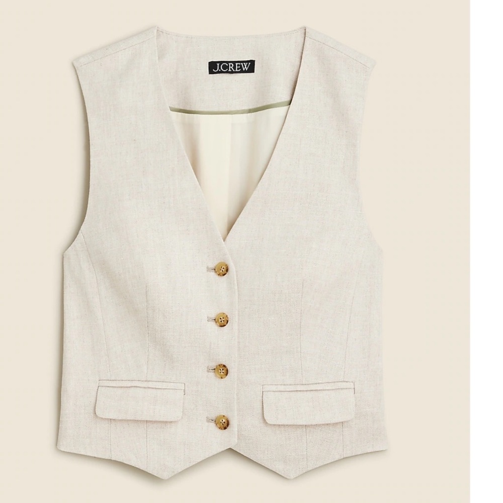 J. Crew Women's Cream Linen Blend Vest
